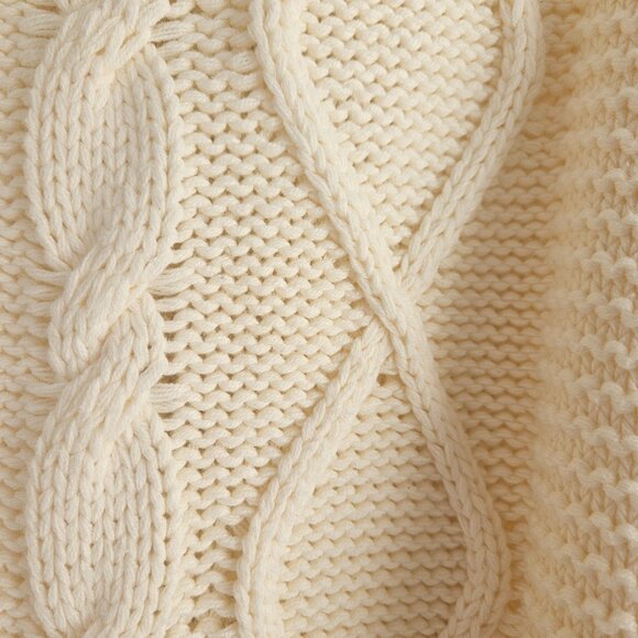 Free People Dream Cable Crewneck Sweater Size Small in Cream - Picture 9 of 13